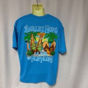 Barley Hops & A Pair of Flip Flops Graphic Tee XL Beer Beach T-Shirt Cotton